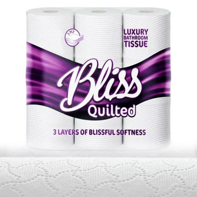 STAR SUPPLIES 18 Rolls 3-Ply Luxurious Super Soft Bliss Quilted Toilet Tissue Rolls For Washrooms from B&Q