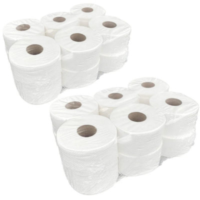 B&Q -  24 Rolls 2Ply Home Kitchen White Highly Absorbent Embossed Centrefeed Paper Towels