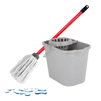 STAR SUPPLIES Cotton Mop & Bucket Set Highly Absorbent Perfect For Home & Office Use To Clean Hard Floors from B&Q