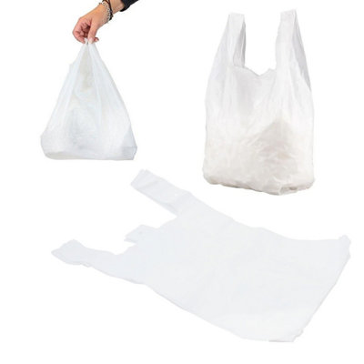 STAR SUPPLIES 500X White Plastic 10X15X18" Reusable Vest Style Shopping Retail Polythene Carrier Bags from B&Q