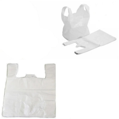 STAR SUPPLIES 2000X White Plastic 10X15X18" Reusable Vest Style Shopping Retail Polythene Carrier Bags from B&Q