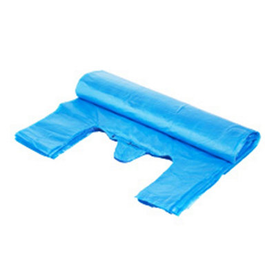 STAR SUPPLIES 200X Blue 11X17X21" Reusable Vest Style Shopping Retail Strong Polythene Carrier Bags from B&Q