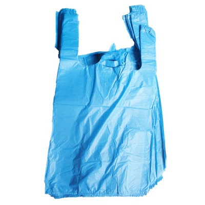 STAR SUPPLIES 500X Blue 11X17X21" Reusable Vest Style Shopping Retail Strong Polythene Carrier Bags from B&Q