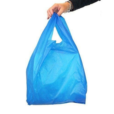 STAR SUPPLIES 1000X Blue 11X17X21" Reusable Vest Style Shopping Retail Strong Polythene Carrier Bags from B&Q
