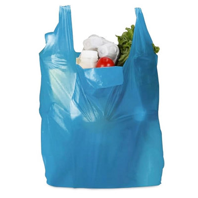 STAR SUPPLIES 2000X Blue 11X17X21" Reusable Vest Style Shopping Retail Strong Polythene Carrier Bags from B&Q
