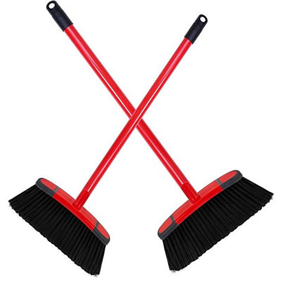 STAR SUPPLIES 2x Soft Brooms And Long Handle Indoor Sweeping Brooms Ideal For Hard Floors