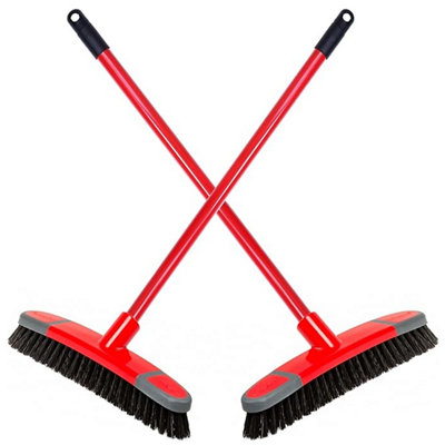 STAR SUPPLIES 2x Long Handle Stiff Sweeping Brooms Ideal For Hard Floors