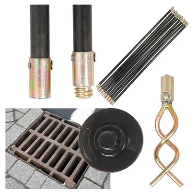 STAR SUPPLIES Domestic Drainage 12Pc Drain Unblocker Rod Set With PlungerRods & Worm from B&Q