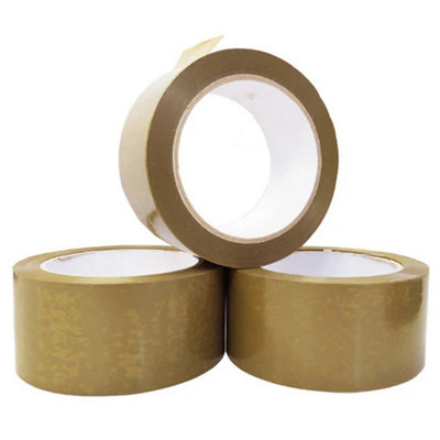 STAR SUPPLIES 2 Rolls Of  Brown Low Noise Tape 50mm X 66M Strong Sticky Packaging Parcel Tapes from B&Q