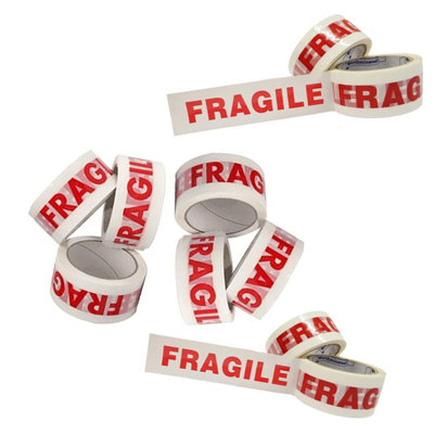 STAR SUPPLIES 144 Rolls Of Fragile Printed 50mm X 66M Strong Sticky Packaging Parcel Tapes from B&Q