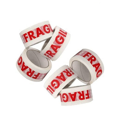 STAR SUPPLIES 36 Rolls Of Fragile Printed 50mm X 66M Strong Sticky Packaging Parcel Tapes from B&Q