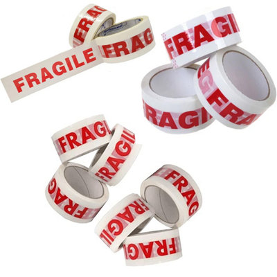 STAR SUPPLIES 24 Rolls Of Fragile Printed 50mm X 66M Strong Sticky Packaging Parcel Tapes from B&Q