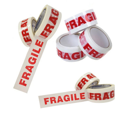 STAR SUPPLIES 18 Rolls Of Fragile Printed 50mm X 66M Strong Sticky Packaging Parcel Tapes from B&Q