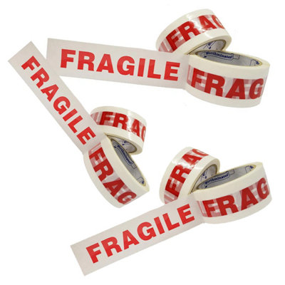 STAR SUPPLIES 6 Rolls Of Fragile Printed 50mm X 66M Strong Sticky Packaging Parcel Tapes from B&Q