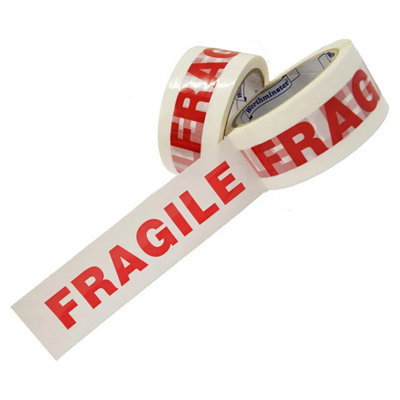 STAR SUPPLIES 2 Rolls Of Fragile Printed 50mm X 66M Strong Sticky Packaging Parcel Tapes from B&Q