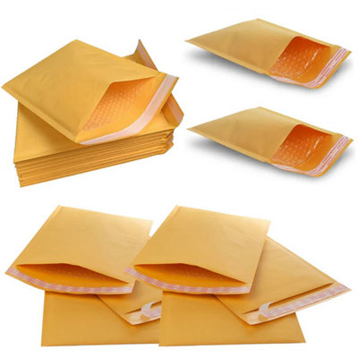 B&Q -  1000 X Size 1 (90X145mm) Gold Padded Bubble Lined Postal Mailing Shipping Peel & Seal Closure Cushioned Envelopes