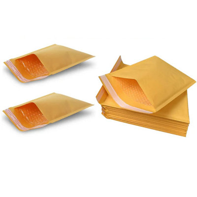B&Q -  500 X Size 5 (205X245mm) Gold Padded Bubble Lined Postal Mailing Shipping Peel & Seal Closure Cushioned Envelopes