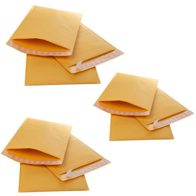B&Q -  200 X Size 6 (215X320mm) Gold Padded Bubble Lined Postal Mailing Shipping Peel & Seal Closure Cushioned Envelopes