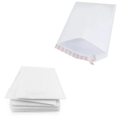 B&Q -  1000 X Size 7 (240X320mm) White Padded Bubble Lined Postal Mailing Shipping Peel & Seal Closure Cushioned Envelopes