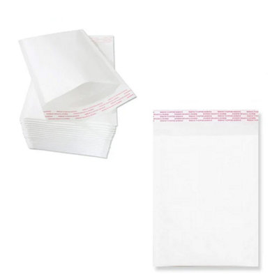 B&Q -  500 X Size 8 (260X345mm) White Padded Bubble Lined Postal Mailing Shipping Peel & Seal Closure Cushioned Envelopes