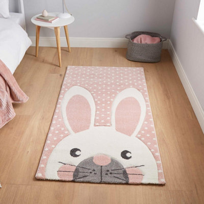  - Pink Kids Animal Pictorial Graphics Modern Rug For Living Room Bedroom And Dining Room-60Cm X 120Cm