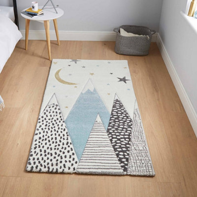  - Grey Kids Modern Graphical Pictorial Easy To Clean Rug For Living Room Bedroom And Dining Room-60Cm X 120Cm