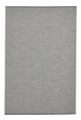 B&Q Ivory/Black Seam Flat Weave Easy Clean Plain Rug - 120X170