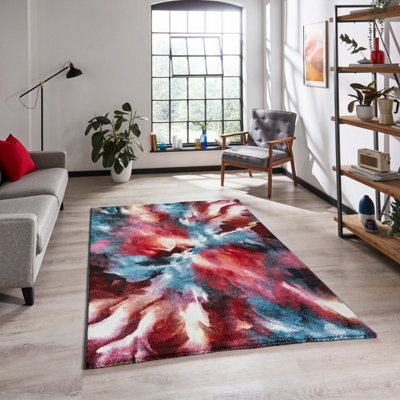 Multi Modern Abstract Easy To Clean Rug For Dining Room-120Cm X 170Cm from B&Q