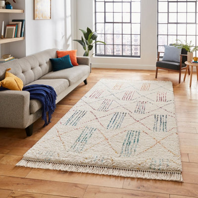 Multicolor Kilim Modern Shaggy Moroccan Easy To Clean Rug For Bedroom & Living Room-120Cm X 170Cm from B&Q