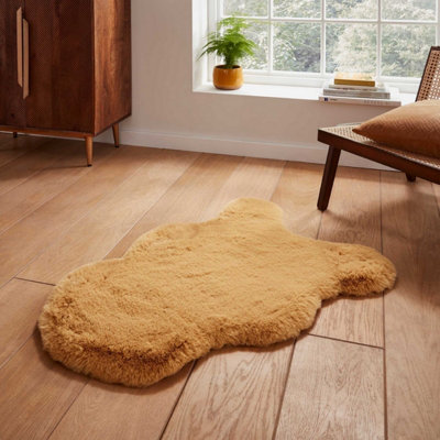 Mustard Plain Shaggy Luxurious Modern Rug For Living Room And Bedroom-60Cm X 180Cm (Double) from B&Q