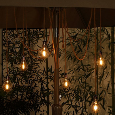 Noma 6 X Jute Rope Spider Chandelier String Parasol Garden Lights Edison Bulb from B&Q