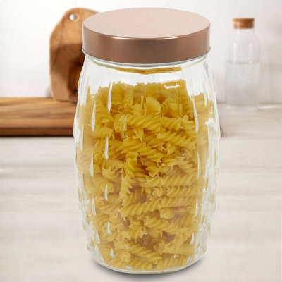 Urbn-Living 2L Hermetic Glass Spotted Jar With Copper Colour Lid from B&Q
