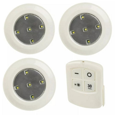 Urbn-Living Set Of 3Multi-Functions Led Push Lights With Remote