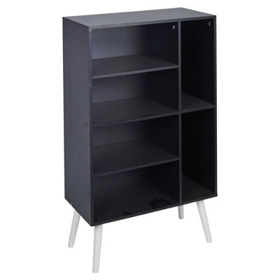 Urbn-Living Urbnliving Height 84Cm 6 Section Wooden Black Bookcase With White Legs