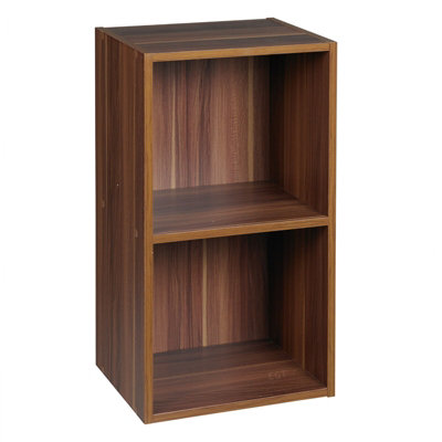 Urbn-Living Urbnliving Height 53.6Cm 2 Tier Wooden Bookcase Shelving Colour Teak Display Storage Shelf Unit Wood from B&Q