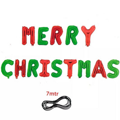 Urbn-Living 7M Merry Christmas Foil Balloons Banner With Ribbon from B&Q