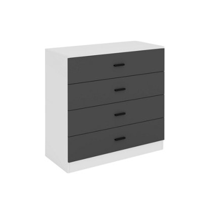 Urbnliving Height 73Cm 4 Drawer Wooden Bedroom Chest Cabinet White Carcass And Black Drawers Modern Wide Storage Cupboard Closet from B&Q