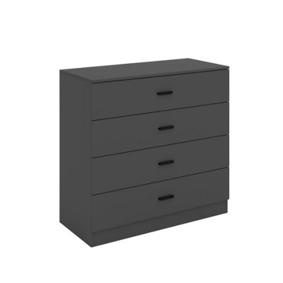 Urbnliving Height 73Cm 4 Drawer Wooden Bedroom Chest Cabinet Modern Black Carcass And Black Drawers Wide Storage Cupboard Closet from B&Q