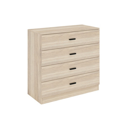 Urbnliving Height 73Cm 4 Drawer Wooden Bedroom Chest Cabinet Modern Oak Carcass And Oak Drawers Wide Storage Cupboard Closet from B&Q
