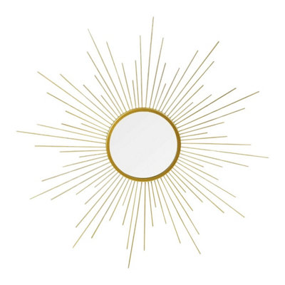 B&Q -  UrbnlivingSun Shape Gold Metal Mirror
