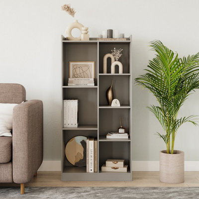 Urbn-Living Urbnliving Height 128Cm Tall Wooden 7 Cube Bookcase Shelving Display Colour Grey Storage Unit Cabinet Shelves from B&Q