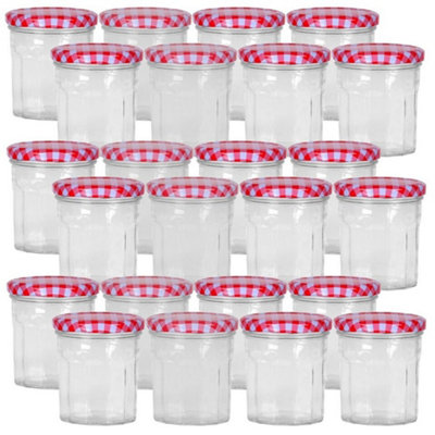 B&Q -  Set Of 24Checkered Lid Jam Jars Glass