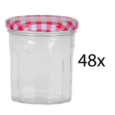 B&Q -  Set Of 48Checkered Lid Jam Jars Glass