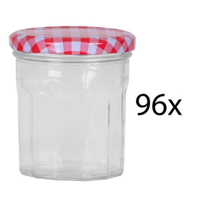 B&Q -  Set Of 96Checkered Lid Jam Jars Glass
