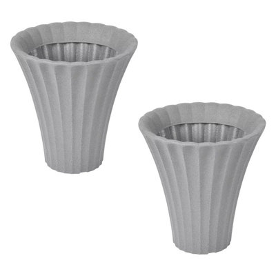 Urbn-Living GreySet Of 2Large Flower-Shaped Plastic Planters from B&Q