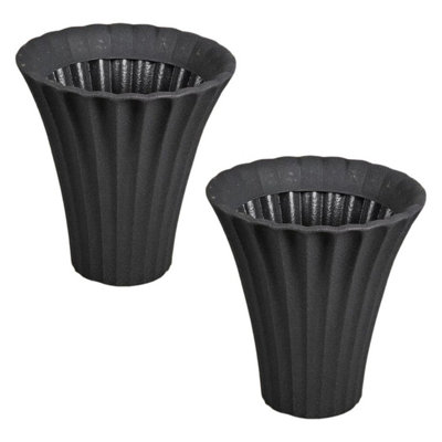Urbn-Living AnthraciteSet Of 2Large Flower-Shaped Plastic Planters from B&Q