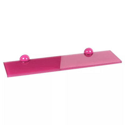 Urbn-Living PinkWall-Mounted Glass Floating Shelves With Clip Fixing60X15Cm from B&Q
