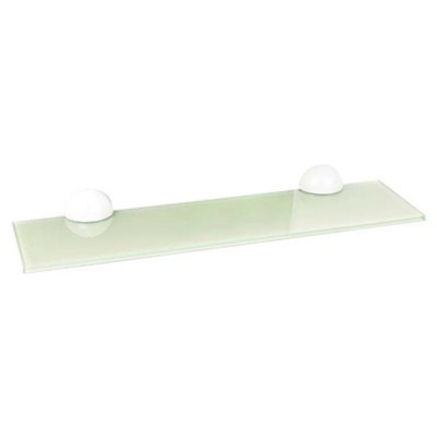 Urbn-Living WhiteWall-Mounted Glass Floating Shelves With Clip Fixing80X20Cm from B&Q