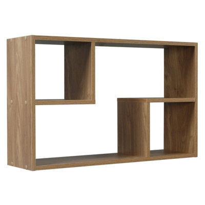 B&Q -  Urbnliving Height 38Cm Nyborg Rectangular Wooden Floating Wall Mounting Color Oak Shelf Display Unit Book Storage