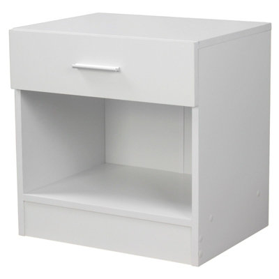 Urbn-Living Urbnliving Height 46Cm 1 Drawer Particle Board Bedroom Furniture White Color Bedside Table from B&Q